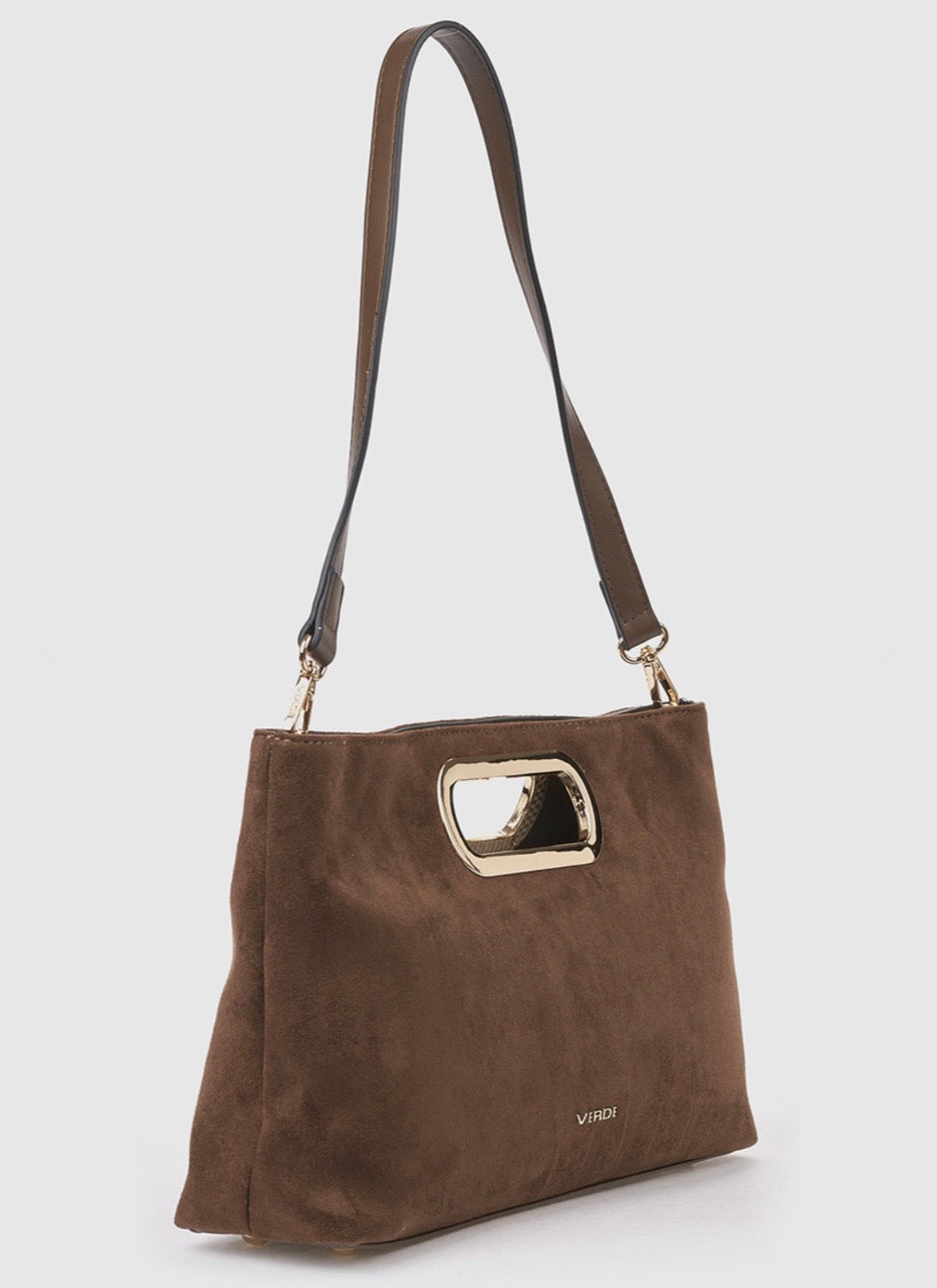 Borsa a mano con tracolla brown      Verde