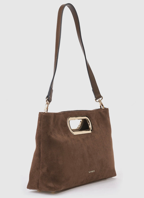 Borsa a mano con tracolla brown      Verde