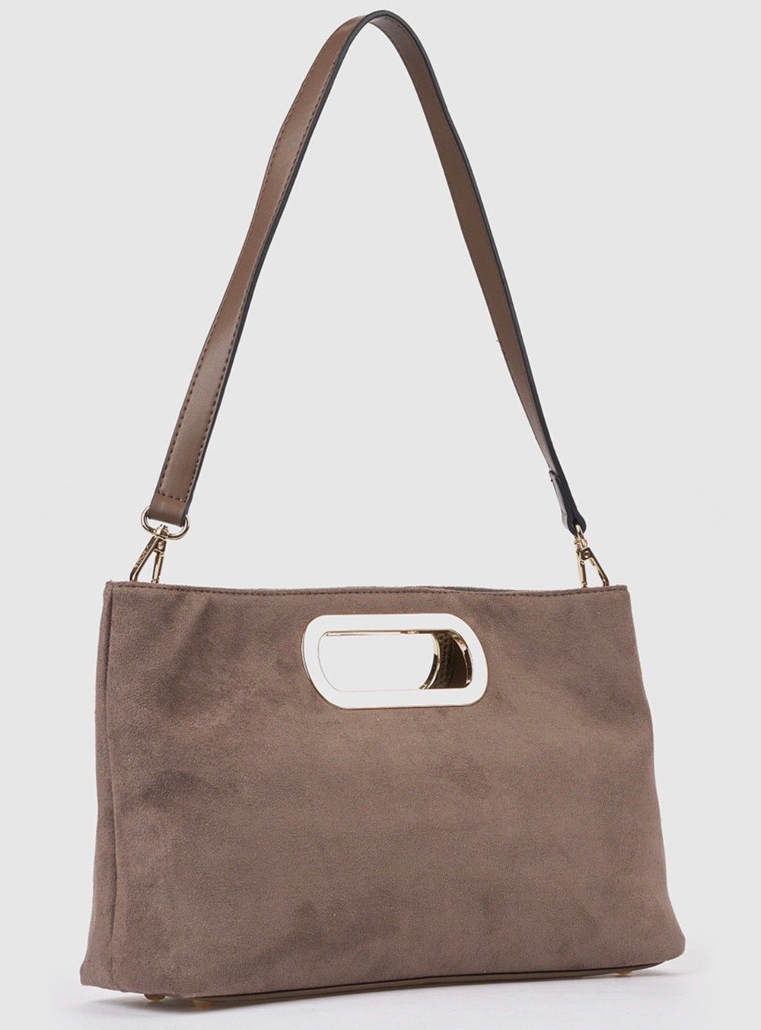 Borsa a mano con tracolla taupe          Verde