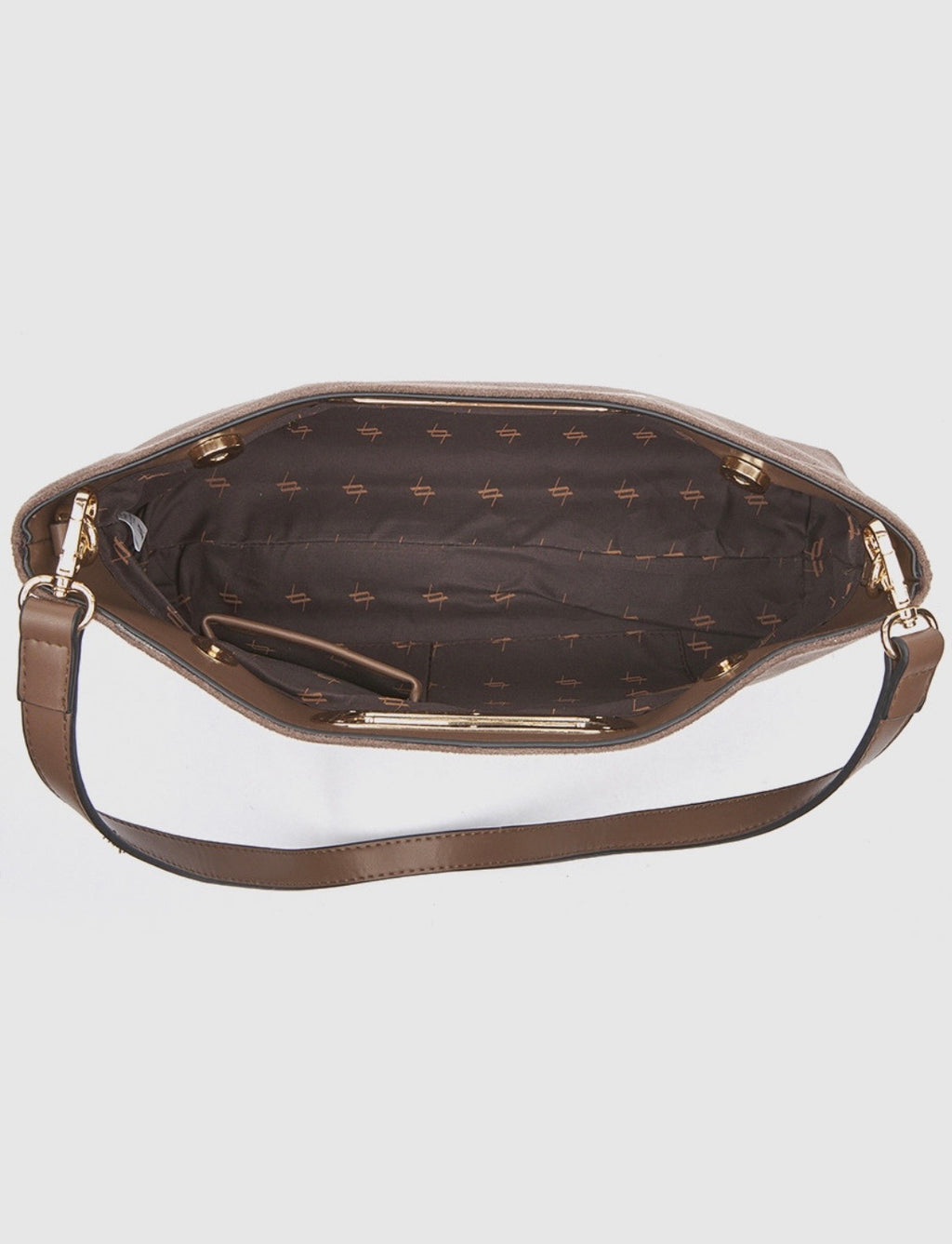 Borsa a mano con tracolla taupe          Verde