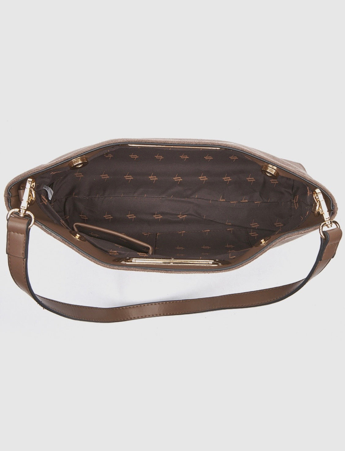 Borsa a mano con tracolla taupe          Verde