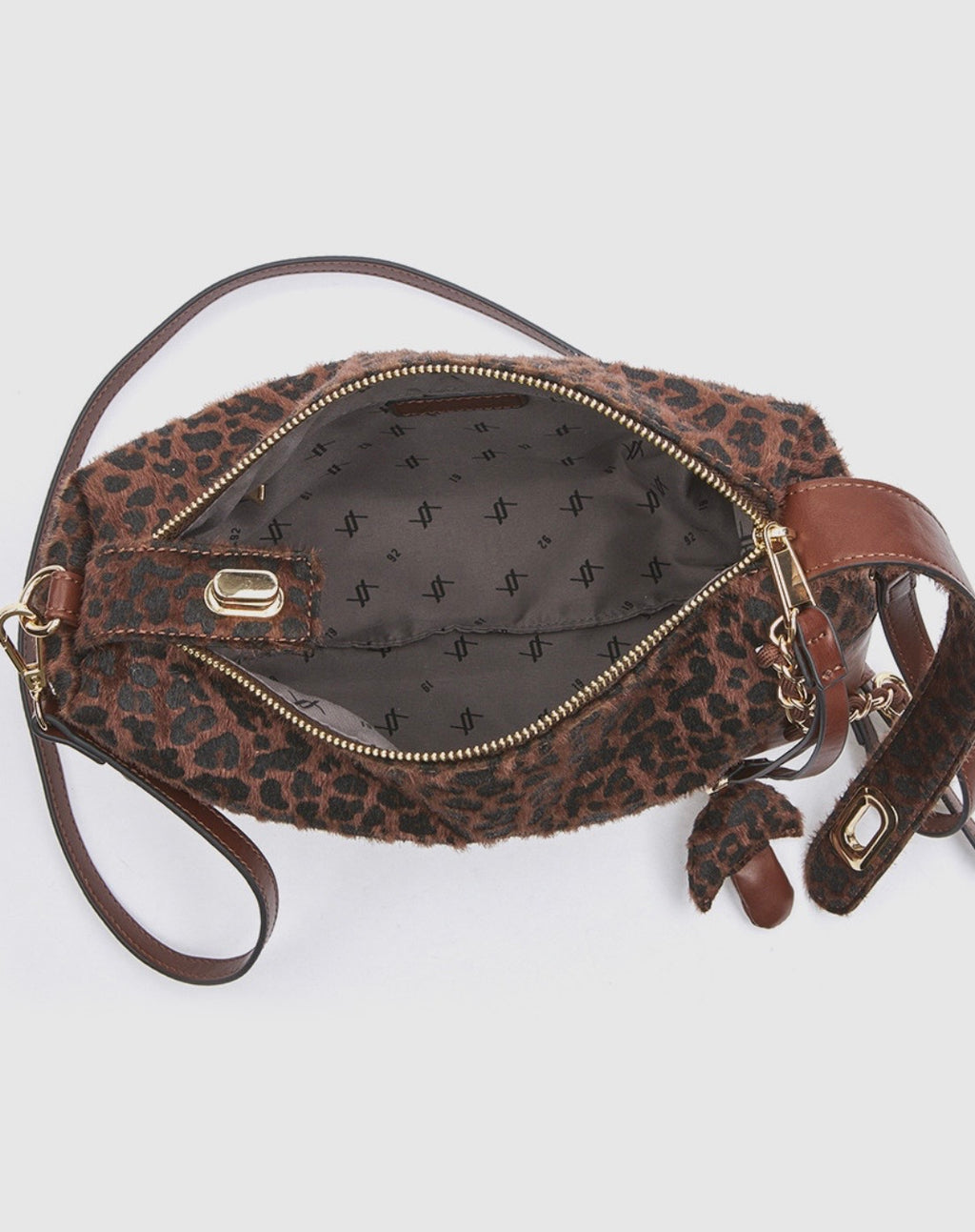 Borsa a mano con tracolla animal print                                                      Verde