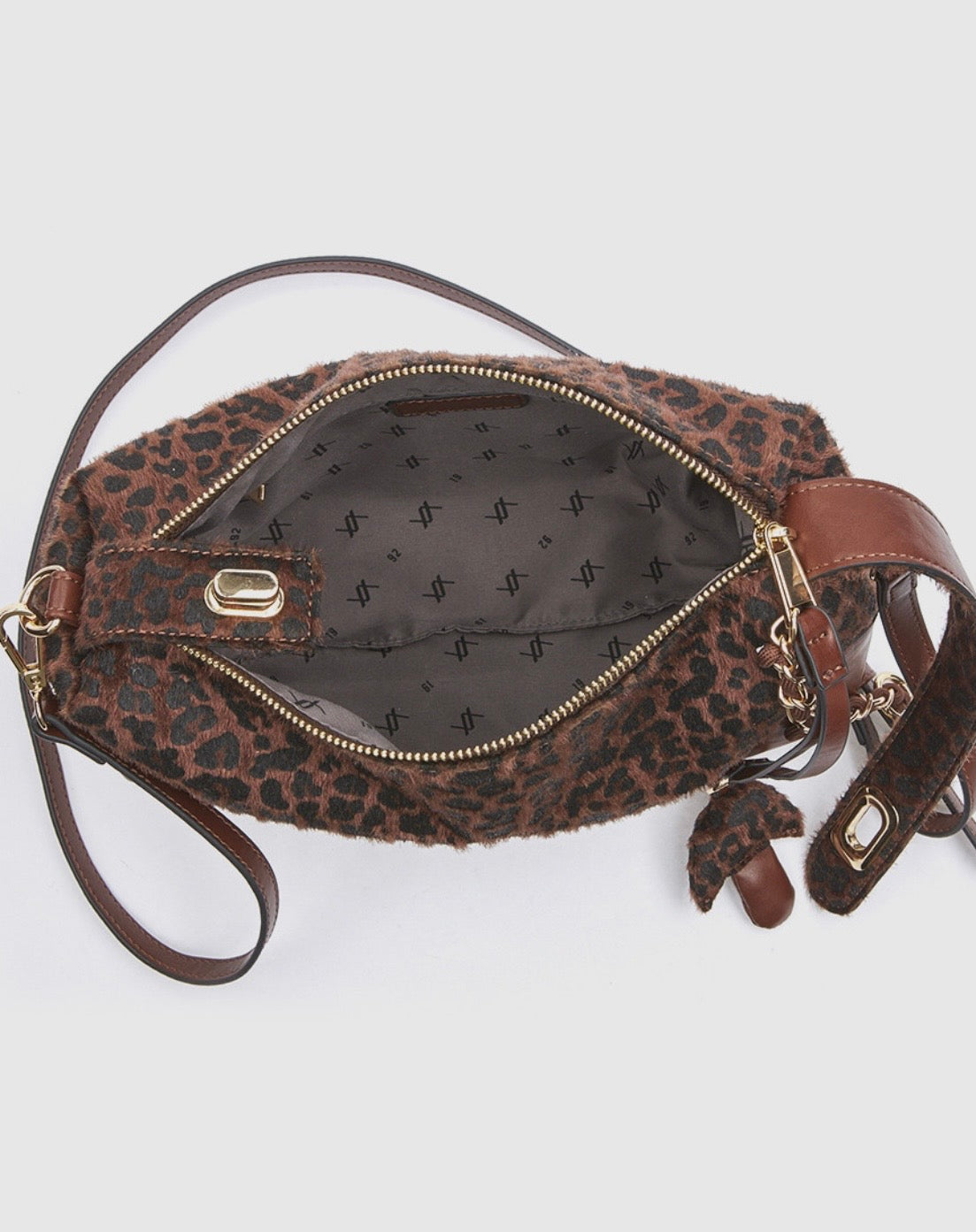 Borsa a mano con tracolla animal print                                                      Verde