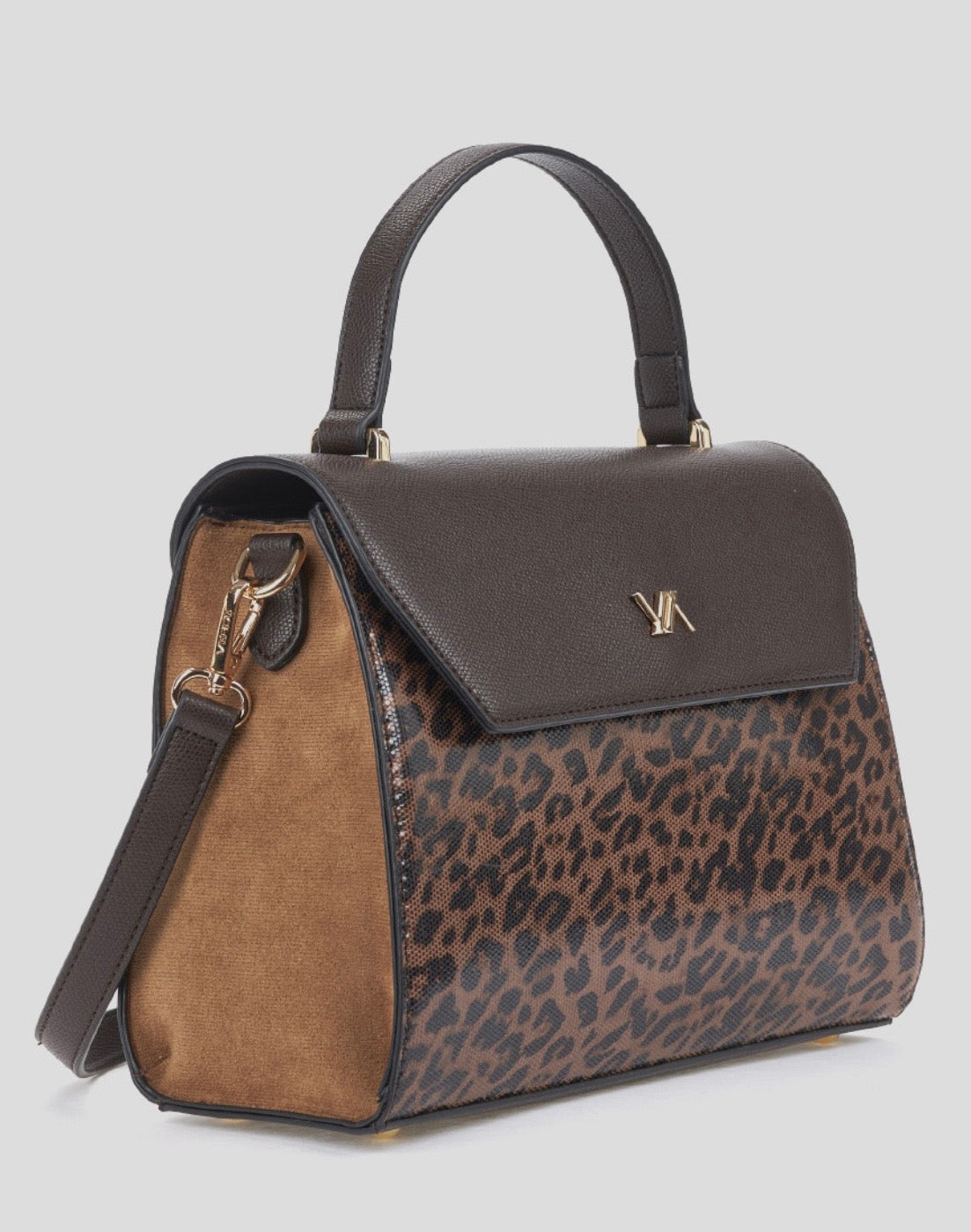Borsa a mano con tracolla animal print                                                      Verde