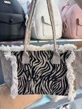Borsa da mare animal print                     Verde