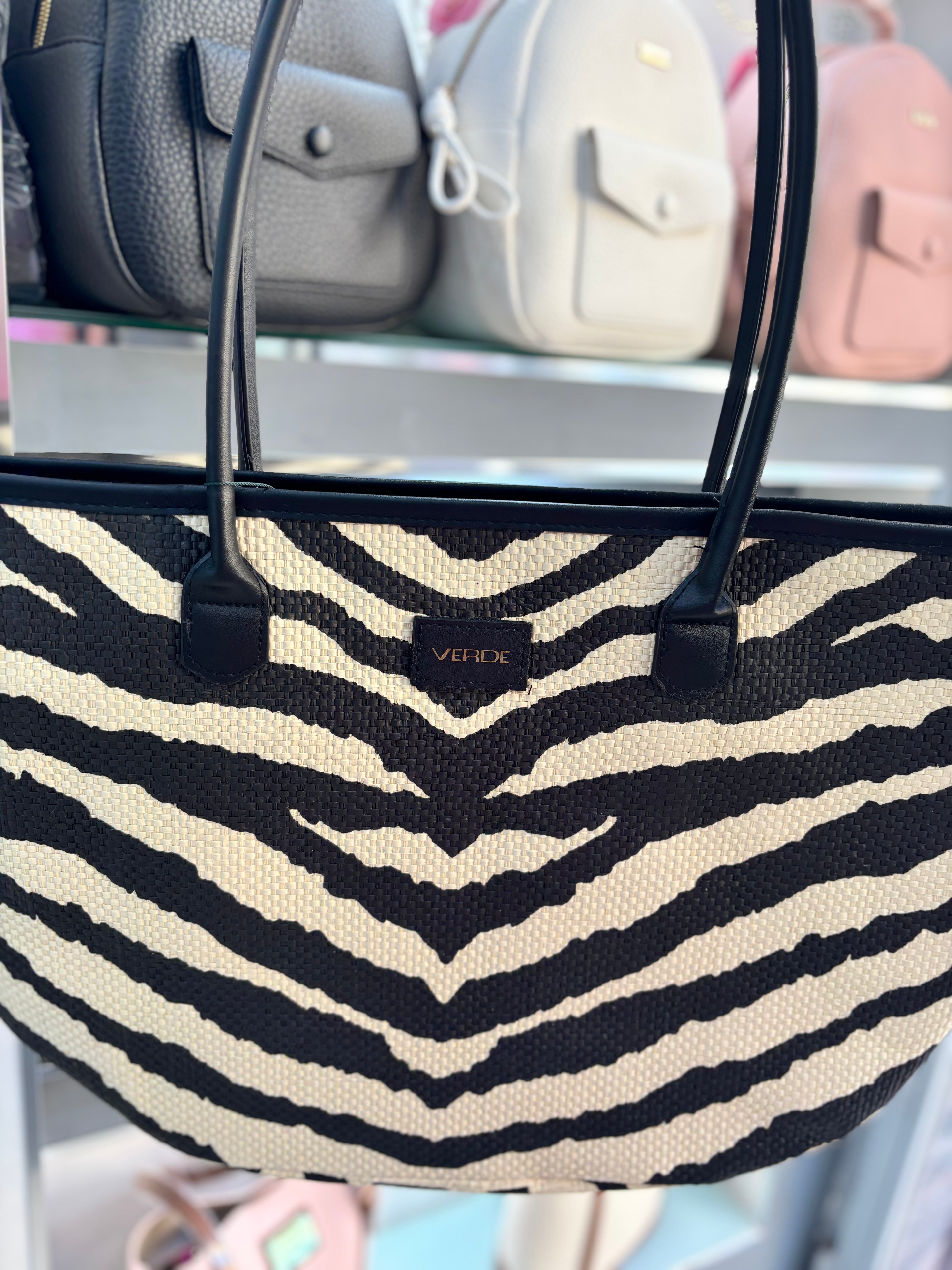 Borsa da mare animal print                 Verde