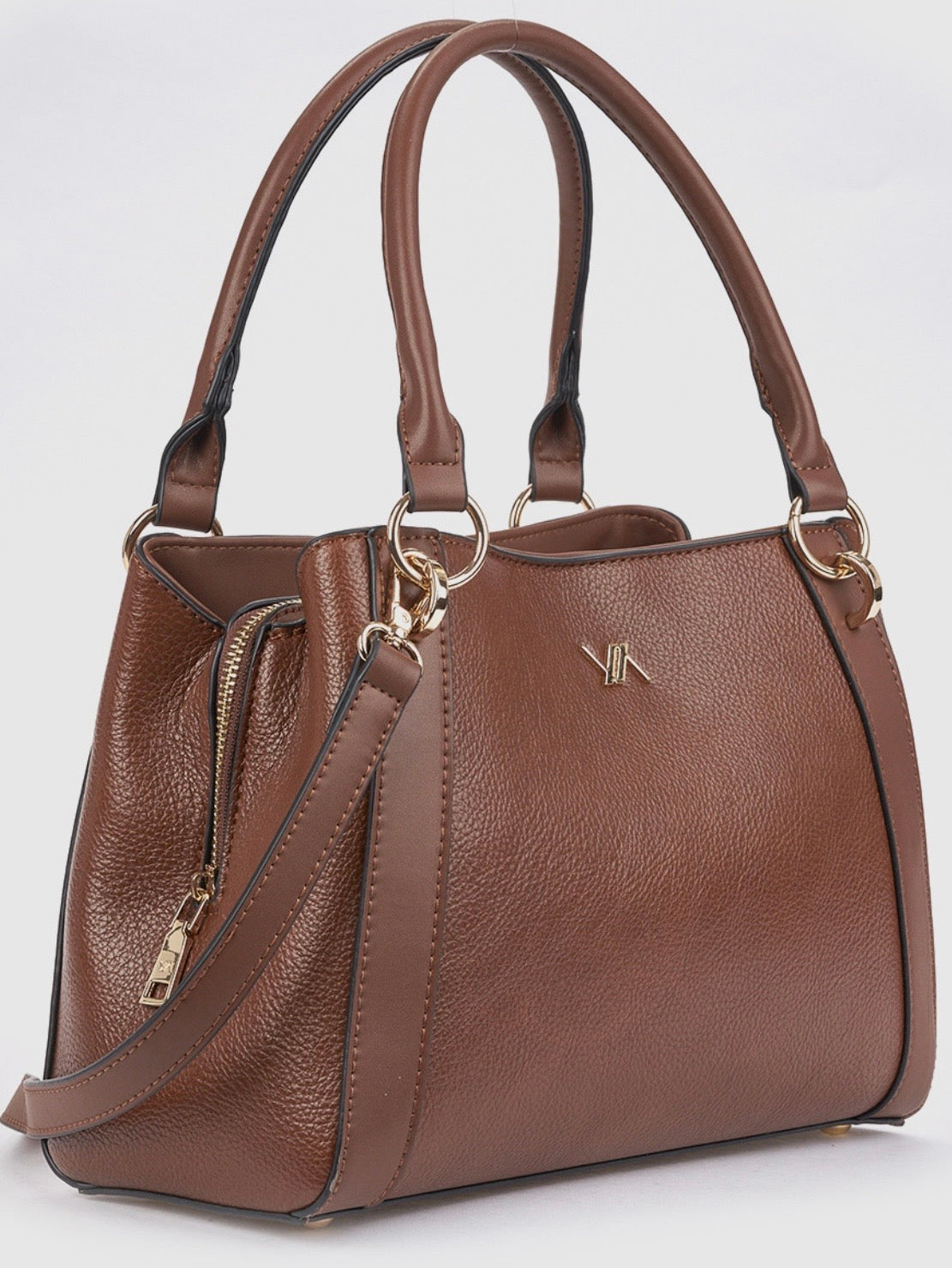 Borsa a mano con tracolla camel       Verde