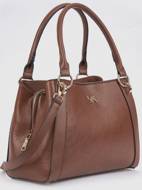 Borsa a mano con tracolla camel       Verde