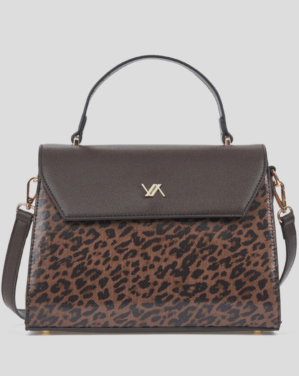 Borsa a mano con tracolla animal print                                                      Verde