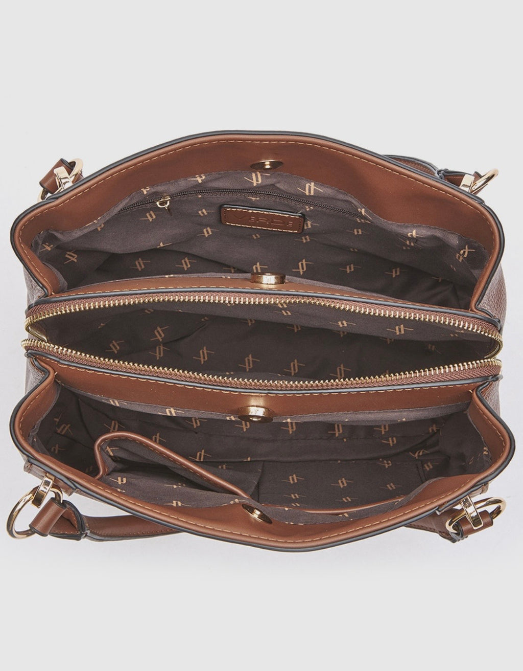 Borsa a mano con tracolla camel       Verde