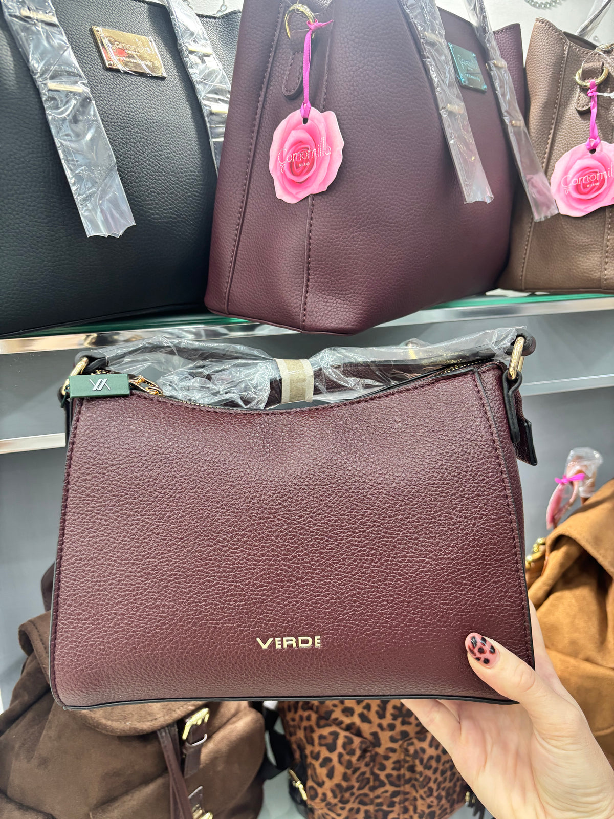 Borsa a tracolla bordeaux                   Verde