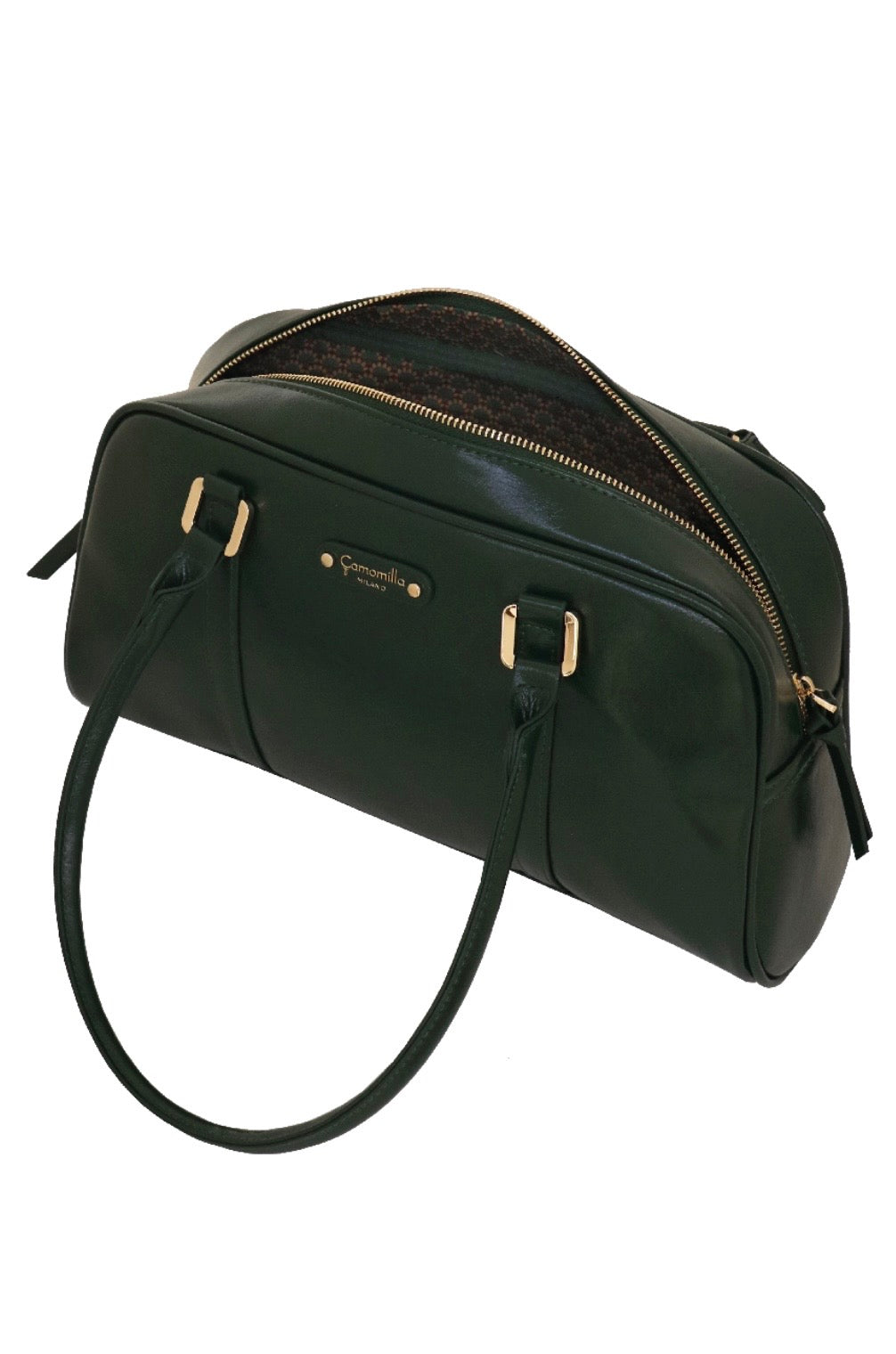 BORSA A SPALLA L GLOSSY AMBER VERDE                                    Camomilla Milano