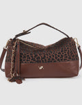 Borsa a mano con tracolla animal print                                                      Verde