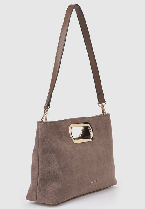Borsa a mano con tracolla taupe          Verde
