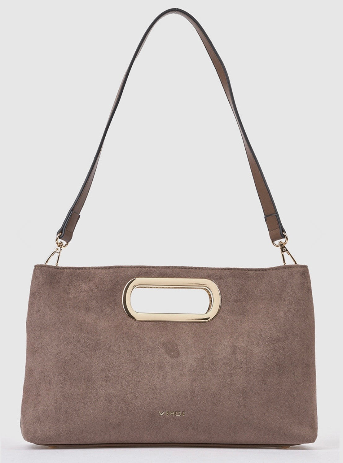 Borsa a mano con tracolla taupe          Verde
