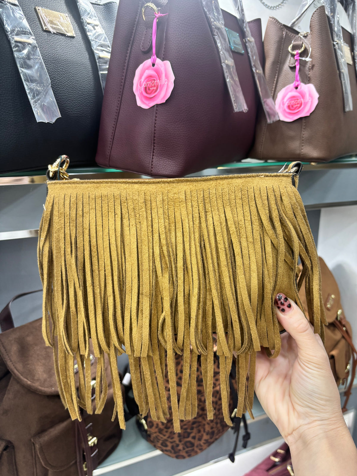 Borsa a tracolla camel                        Verde